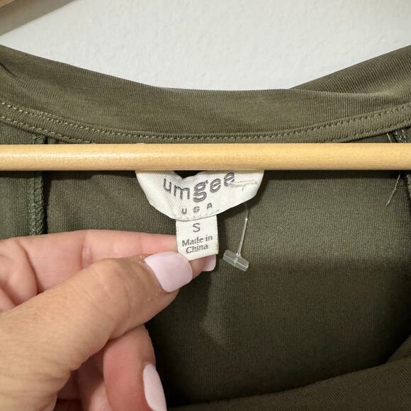 Umgee Top Size Small Tunic Army Green Longline Lagenlook Relaxed Stretch Modal - Picture 2 of 10